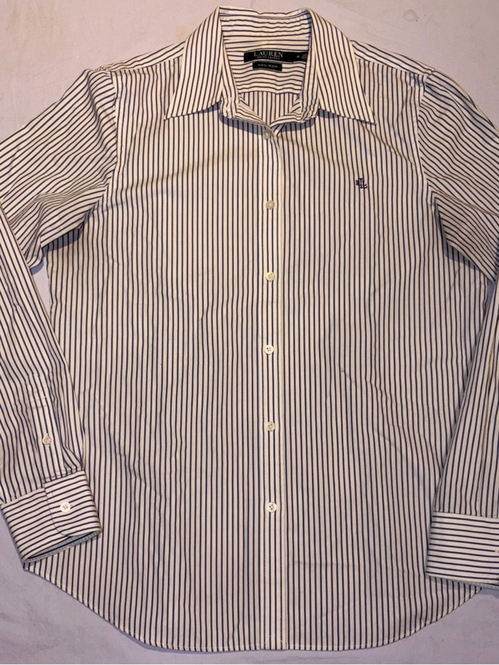Lauren Ralph Lauren Women’s Non-Iron Striped Button-Down Shirt In Medium